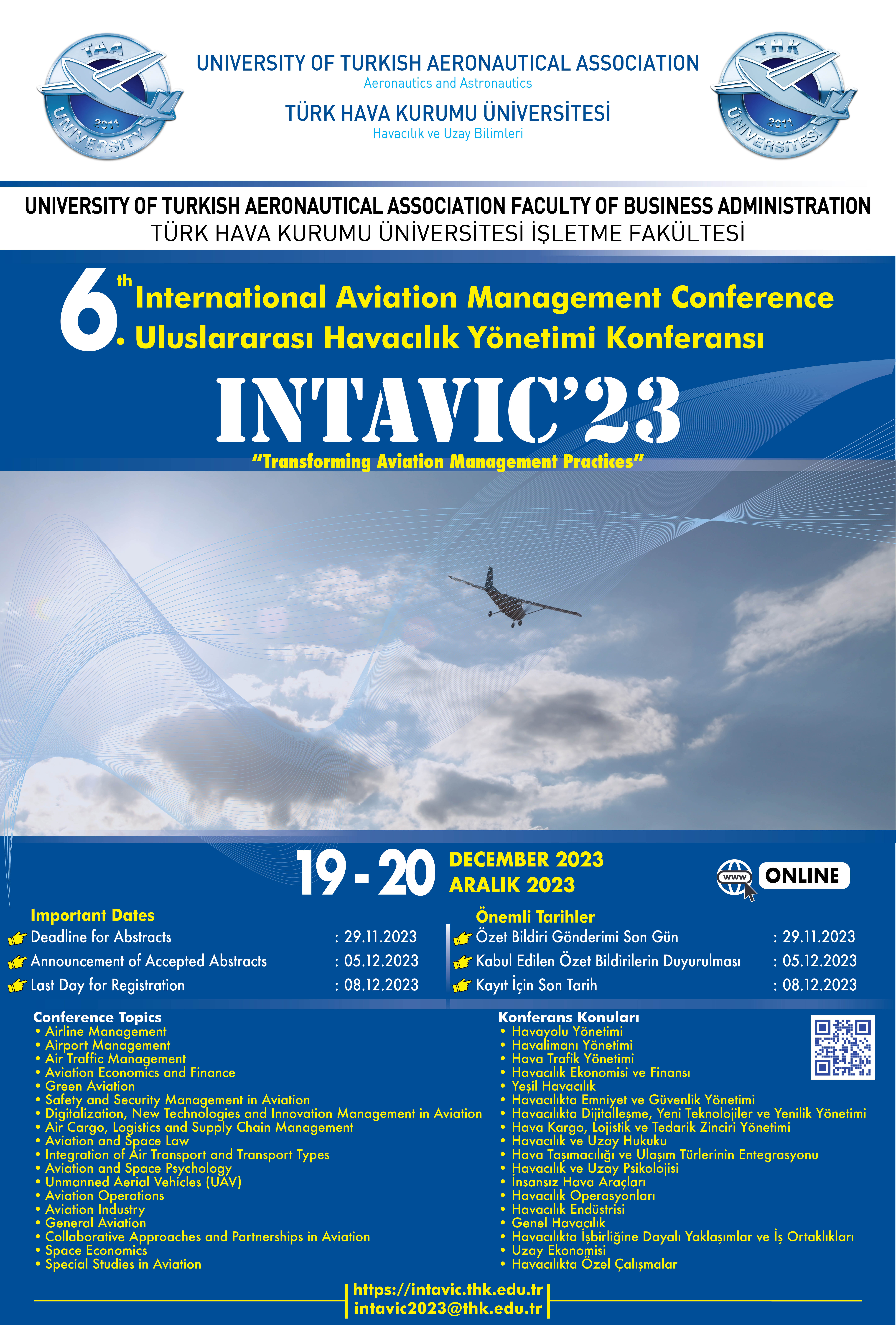 6. Uluslararası Havacılık Yönetimi Konferansı – INTAVIC 2023