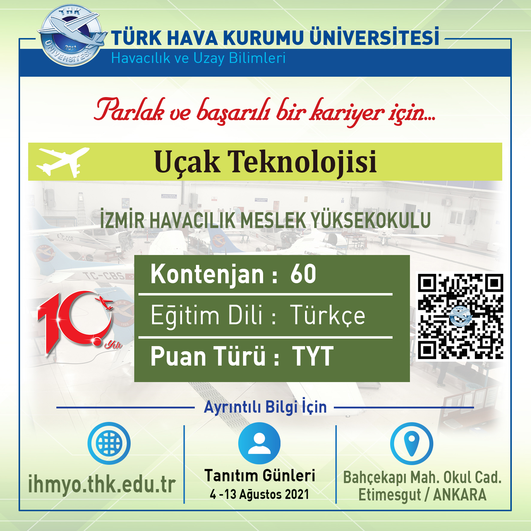 İzmir Havacılık Meslek Yüksekokulu Programları Kontenjan Bilgisi